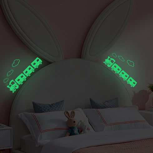 Train Decor,Glow in The Dark Stickers, Nursery Wall Sticker, 2 Pack Trains Wall Stickers for Kids Bedroom Decor...