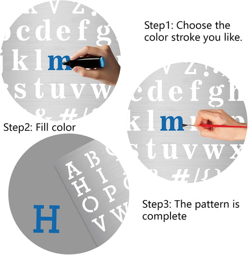 GORGECRAFT Metal Letter Stencil Stainless Steel Lettering Alphabet Symbol Painting Template Journal Tool for Painting, Wood Burning, Pyrography an...