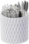 White Pen Holder for Desk 360 Degree Rotating Pencil Holder Large Capacity Makeup Brush Holder Multifunctional Pen Organizer for Home Office Schoo...