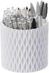 White Pen Holder for Desk 360 Degree Rotating Pencil Holder Large Capacity Makeup Brush Holder Multifunctional Pen Organizer for Home Office Schoo...