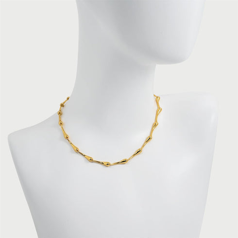 Gold and Silver Bone Necklace Bamboo Couple Necklace 19 Inch Teardrop Necklace...