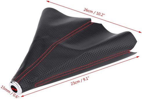 Aramox Gear Shift Knob Boot,Universal Black Carbon Fiber Style Gear Shift Knob Cover Red Stitch Gear Gaiter Boot Cover PU Leather Material...