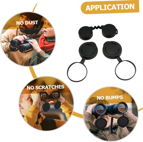 Objective Lens Caps 1 Set Eyepiece Cover Protection Objective Lens Cover Binocular Lens Caps Protective for Binoculars Black Rubber Camera Lens Ac...