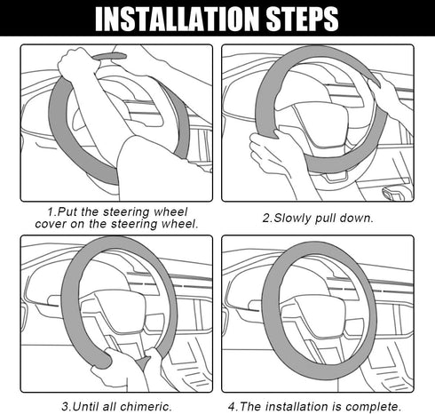 Car Steering Wheel Cover, Soft Odorless Silicone Steering Wheel Protector, Anti-Slip Auto Steering Wheel Cover Universal Fit 14 Inch, Vehicle Inte...