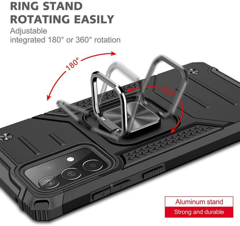 HNHYGETE Samsung A52 Case, Galaxy A52 5G Case, with HD Screen Protector, Shockproof Tough Rugged Hard Rubber Bumper with 360 Rotation Ring Kicksta...