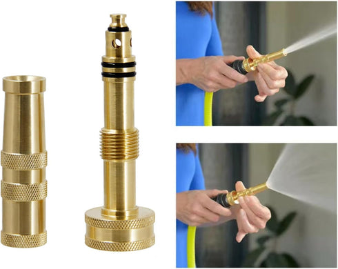 Adjustable Twist Hose Nozzle, 4" Heavy-Duty Brass Hose Nozzle Garden Sprayer with 4 Rubber Washers for Garden Watering Patio Lawn Car Washing Driv...