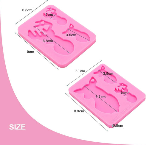 2Pcs Epoxy Resin Molds, Deer Family Resin Silicone Molds Keychain Resin Mold Silicone Molds for Resin Shiny Glossy Reindeer Family Epoxy Resin Cra...