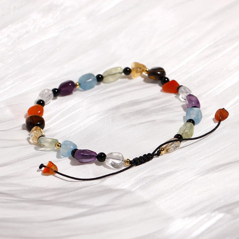 Jewever 7 Chakra Crystals and Stones Anklet Irregular Tumbled Gems Beaded Ankle Bracelets for Women Spiritual Energy Meditation Yoga Healing Jewel...