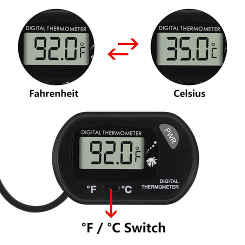 2Pcs Aquarium Thermometer Fish Tank Thermometer Reptile Thermometer Terrarium Water Temperature Test Digital Thermometer with LCD Display Fahrenhe...