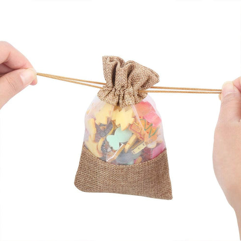 CCINEE 12PCS Burlap Drawstring Gift Bag, 5 X 7 Inch Organza Treat See Through Bags for Jewelry Sheer Easter Gifts Pouch Wedding Baby Shower Party ...