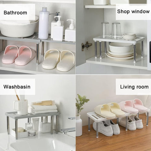 Expandable Cabinet Organizer Shelf, Kitchen Cupboard Organizer, Free Standing Spice Rack, Retractable Storage Racks for Bathroom, Countertop, Pant...