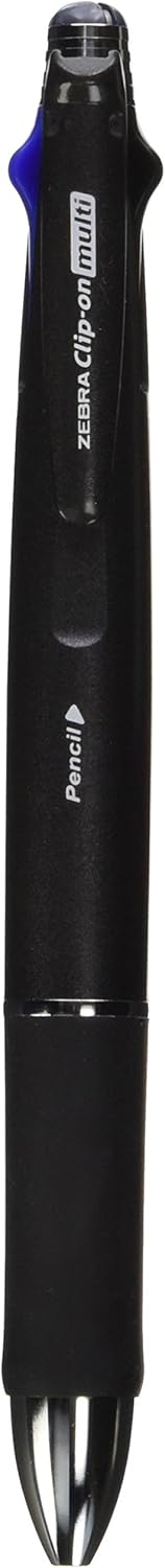 Zebra Clip-On 1000, 4 Color 0.7 mm Ballpoint Multi Pen 0.5 mm Pencil, Black Body (B4SA2-BK)......