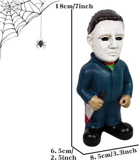 Horror Movie Garden Gnomes Statue Michael Myers Action Figure Collectibles Jason Freddy Nightmare Figurines Halloween Lawn Outdoor Decor (A.Michae...