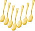 Qeirudu 4 Inch Gold Plastic Mini Spoons, 100 Pack Disposable Tasting Spoons Heavy Duty Small Dessert Spoons for Party Dessert Shooters, Food Sampl...