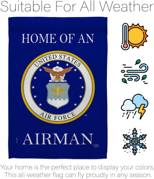 Breeze Decor Home of Airman Garden Flag Armed Air Force USAF United State American Military Veteran Retire Official House Decoration Banner Small ...