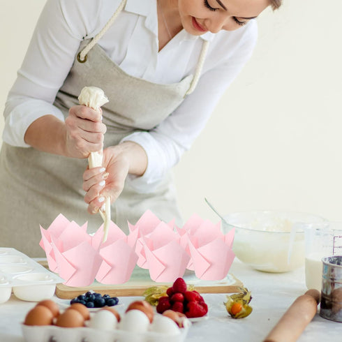 Jutom 200 Pack Tulip Cupcake Liners Paper Baking Cups Greaseproof Muffin Liners Grease Resistant Cupcake Wrappers for Weddings Birthday Cake Balls...
