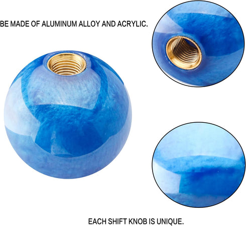 Round Ball Shift Knob Universal Marble Style Gear Shift Knob 5 6 Speed for Manual Automatic Vehicles with Adapters (Dark Blue)...