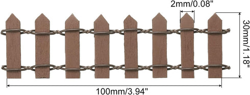 MECCANIXITY 6pcs 3.9 Inch Miniature Garden Fence, Mini Ornament Wood Picket Fence Decorative for Dollhouse Home DIY, Brown...