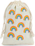 12-Pack Rainbow Party Favor Bags, Mini Canvas Drawstring & Treat Pouches, Supplies for Kids Birthdays, Unicorn Celebrations, and Gold-Glitter Rain...