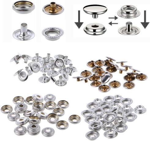 Snaps Kit for Boat Cover,Canvas Screws Snaps Buttons Tool Marine Grade Sewing Fastener with 2Pcs Setting Tool (Snaps-50Sets)...