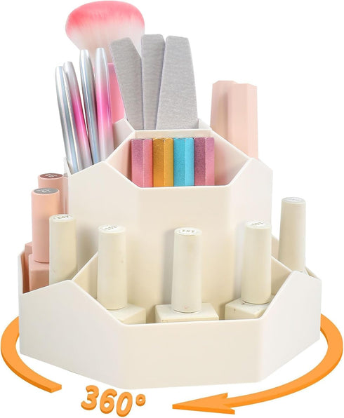 Makeup Brush Organize, 360° Rotating Nail Art Tool Holder Case, 9 Slot Make up Brushes Cup for Cosmetics, Nail Polish, Art, Office Supply, Vanity ...
