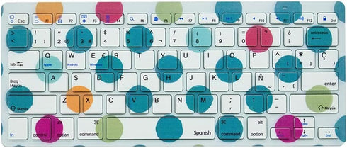 Spanish Wireless Bluetooth Functional Shortcuts Color Keyboard Compatible for iPad, iPad Pro,iPhone,iOS,Mac OS,Android Tablets,Windows(Battery Not...