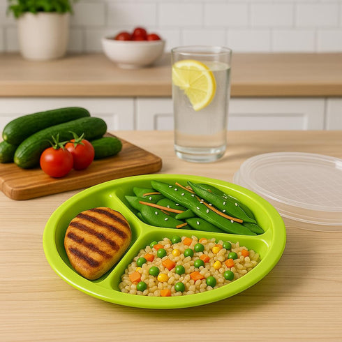 BNYD Portion Control Lunch Container with Lid – Travel Food Storage for Meal Prep, Bento Box Style, Divided Microwave Safe Dish (Set of 1)...