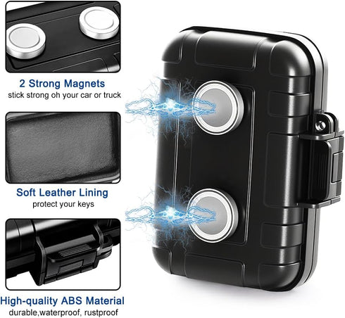 Magnetic Key Holder Under Car Waterproof Magnetic Stash Box for GPS Trackers Hide a Key Outside Magnetic key Box Under Car GPS Tracker Holder Case...