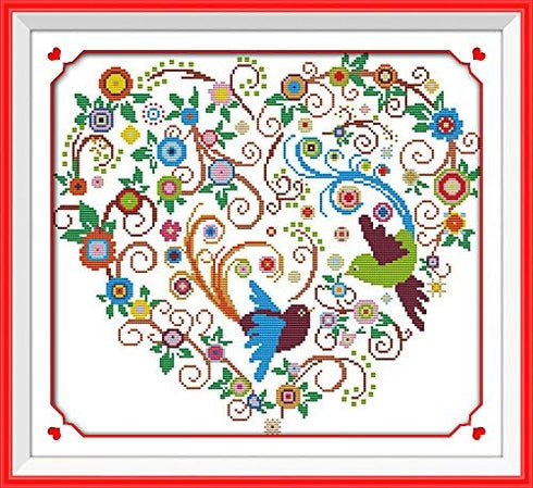 Benway Counted Cross Stitch Kit Colorful Phoenix Fenghuang Heart 14 Count 41x38cm...
