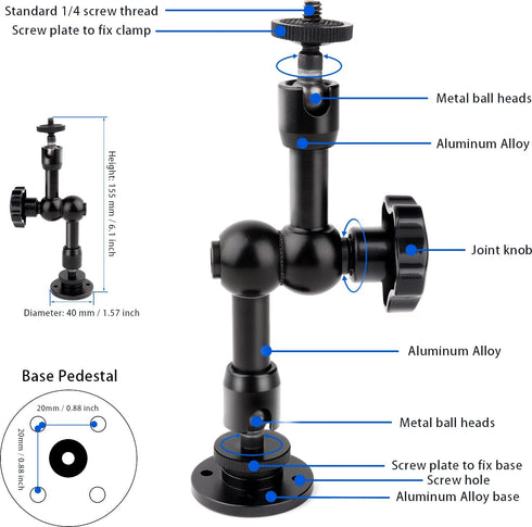 Drill Base Truck Phone Stand for 3.5~7.5 inches iPhone/HTC/LG/Nexus/Huawei/Smart Phones, Fit for Truck, Car,Van, Vehicles, 360°Adjustable Aluminum...