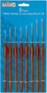 U.S. Art Supply 8 Piece Taklon Detail and Liner Artist Brush Set with Wood Comfort Grip Handles - Art, Detailing, Acrylic, Oil, Watercolor...