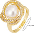 Sylph 18K Gold Plated Pearl Adjustable Ring with Zirconia – Elegant Jewelry for Women – Adjustable Luxury Wedding Statement Ring Open Ring Flexibl...