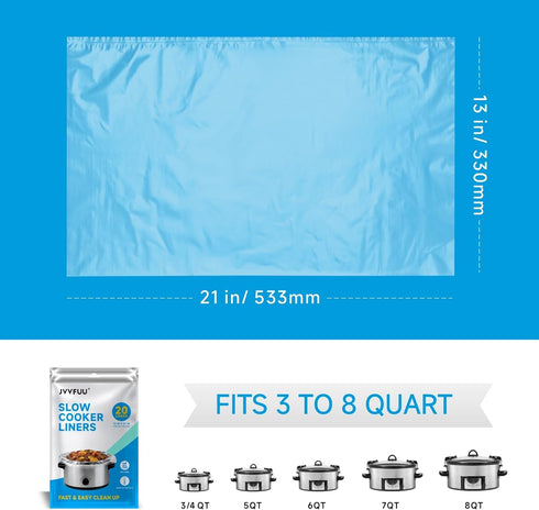 Slow Cooker Liners 3-8 Quart, Cooking Bags Large Size 13"x 21", Slow Cooker Bags Disposable Oval Large For Crock Pot (20)...