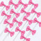Bowknot Cupcake Topper 20 PCS Deep Rose with Dots, Children's Birthday Baby Shower Party Bow Dots Cupcake Toppers Cake Decoration Supplies...