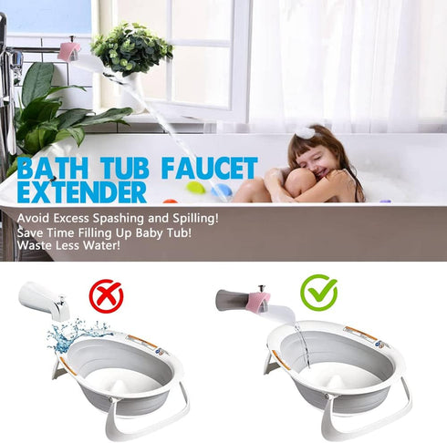 Bath Helper - Bath Tub Faucet Extender - Guides Water Directly from Faucet to Baby Bath Tub Without Excessive Water Waste and Splashing (Pink)...