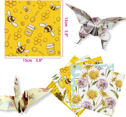 Square Origami Paper 6x6 Double Sided 50 Sheets 50 Colors 70GSM Origami Kit Japanese Chiyo Easy Fold Arts Crafts DIY Handwork Beginner Bee...