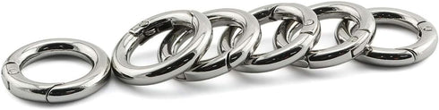 JCBIZ 6pcs Zinc Alloy Round Spring Snap Hooks Clip DIY Accessories for Handbag Purse Shoulder Strap Key Chains,20mm/0.78in Inner Diameter Circle M...