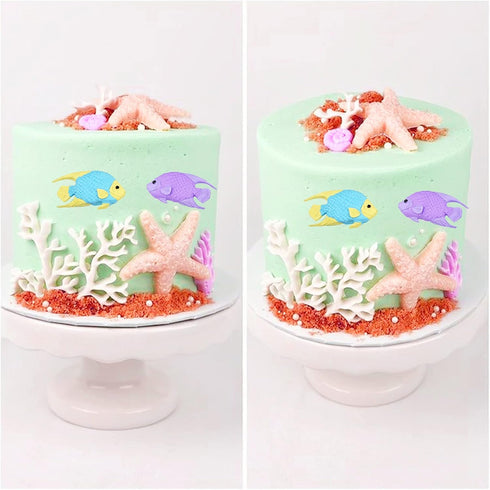 Marine Theme Cake Fondant Silicone Mold, Fish,Seaweed,Coral Under the Sea Style Handmade Pastry Baking Molds for Cookie Chocolate Candy Decoration...