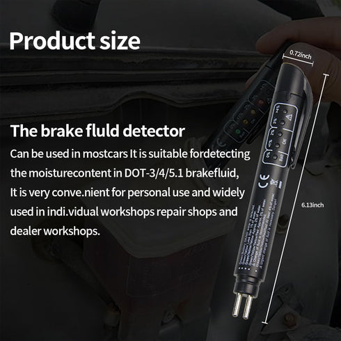Brake Fluid Liquid Tester, Auto Brake Diagnostic Testing Tool Oil Moisture Analyzer with 5 LED Indicators, Hydraulic Fluid Liquid Oil Moisture Ana...
