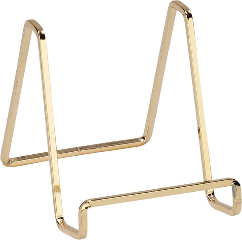 TRIPAR Square Metal Wire Stand, Brass Finish (4-Inch Depth) - Tabletop Easel Display - Handcrafted Edge Design For Sleek & Modern Look - Perfect f...