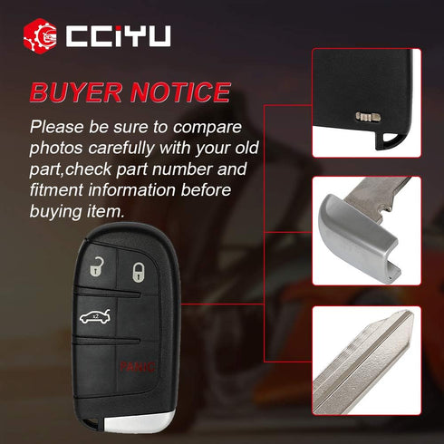 cciyu 1 X Flip Key Fob Uncut Blade (SHELL CASE) 4 Buttons Replacement for 4 Button M3N-40821302 for 11-18 for Dodge for Charger 15-18 for Dodge fo...