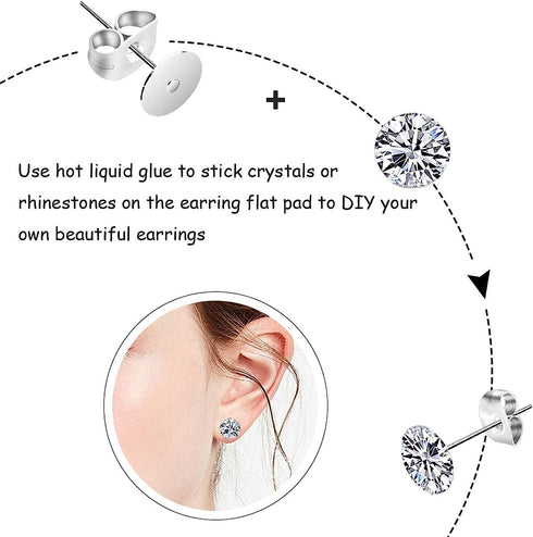 N NOROCME 665Pcs Earring Posts with Jewelry Glue Tweezers,Stainless Steel Jewelry Making Hypoallergenic Earring Posts and Backs,Stud Earrings with...