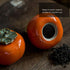 NUOBESTY Ceramics Tea Storage Containers Glazed Persimmon Loose Tea Tin Sealed Jar Food Container for Serving Tea Coffee Spice Sugar Orange...