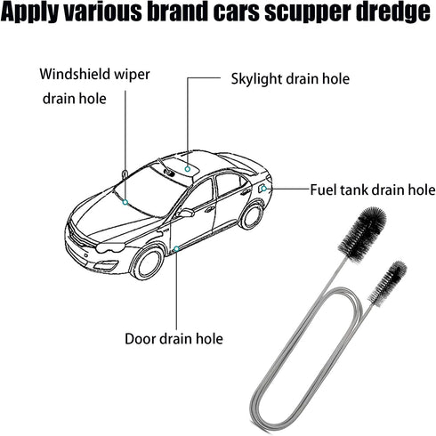 66 inch Long Drain Brush Elastic Double Head Nylon Cleaning Brushes Hose Pipe Brush and 2 PCS 7.9 inch Straw Cleaning Brush (Two Heads Black Color...