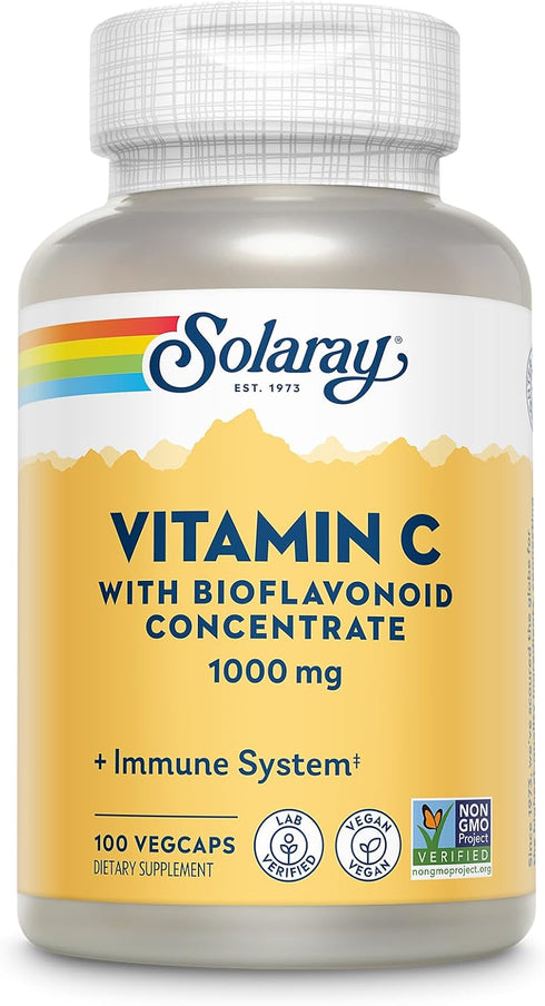SOLARAY Vitamin C with Bioflavonoid Concentrate - Rose HIPS, Acerola Cherry and Bioflavonoids - Vitamin C 1000mg - Immune Function, Skin, Hair, Na...