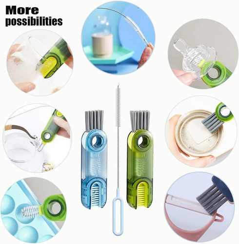 4in1 Water Bottle Cleaner Brush,Cup Lid Gap Cleaning Brush Set with Straw Cleaner Brush,Kitchen Bottle Brushes for Cleaning Tumbler Kitchen Dish B...