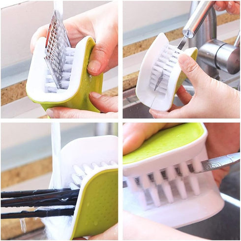 Blade Brush Knife Cleaner Chopsticks and Fork Cleaning Brush Cutlery Cleaner Utensil Bristle Scrubber Double Sided Spoon Knives Washing Brush...