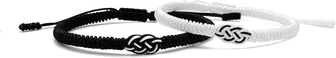 LAMIBEE Red Black Mix White Infinity Love Multicolor Lucky Bracelet for Men Women Tibetan Lucky Amulet Knot Bracelet Woven Thread String for Frien...