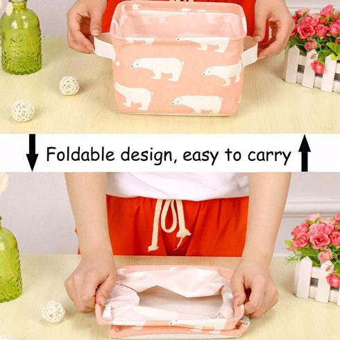 Foldable Storage Basket - Set of 6 Small Collapsible Canvas Containers Organizers with Handle for Home Decor or Storing Toys, Keys, Sundries, Litt...