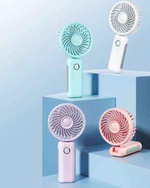 Mini Portable Fan, Personal Handheld Fan Foldable 4000mAh Battery Operated USB Rechargeable Small Desk Fan Quiet Powerful 3 Speed Makeup Lash Fan ...